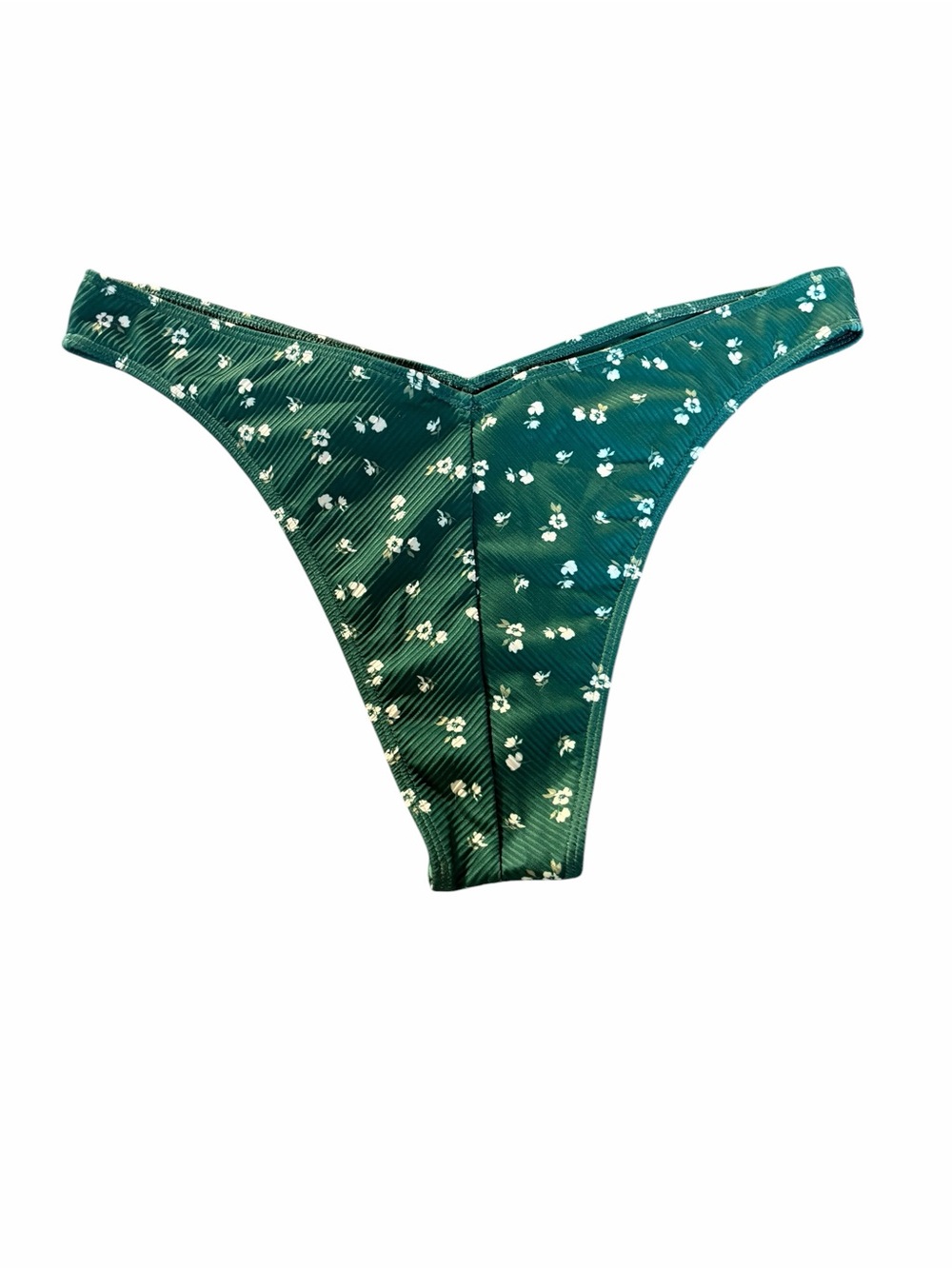 NWT Hollister Floral Ribbed High Leg Cheeky Bikini Bottom XL Green Ditsy Print - Picture 3 of 4